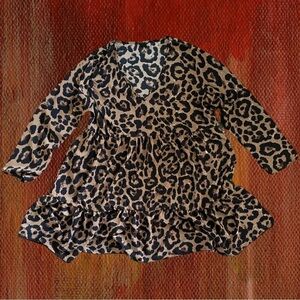 SHEIN Women’s Long Sleeve Leopard Print Ruffle Dress